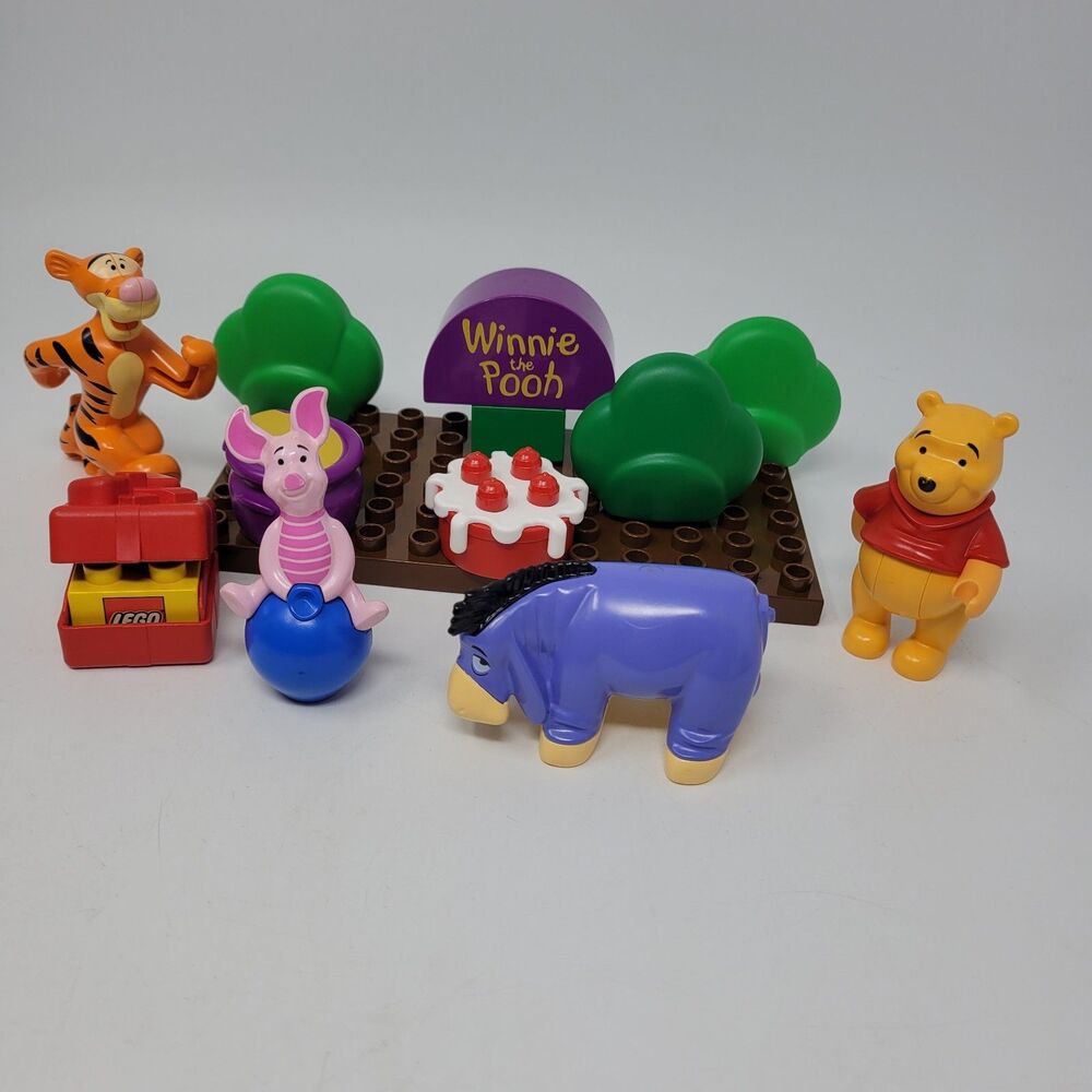 Lego Duplo Winnie the Pooh Figures Piglet Eeyore Tigger Honey Birthday Cake Lot